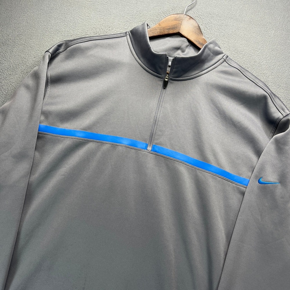 Nike Golf Dri-Fit 1/4 Zip Pullover Mens XL Gray/Blue Polyester Athletic Jacket